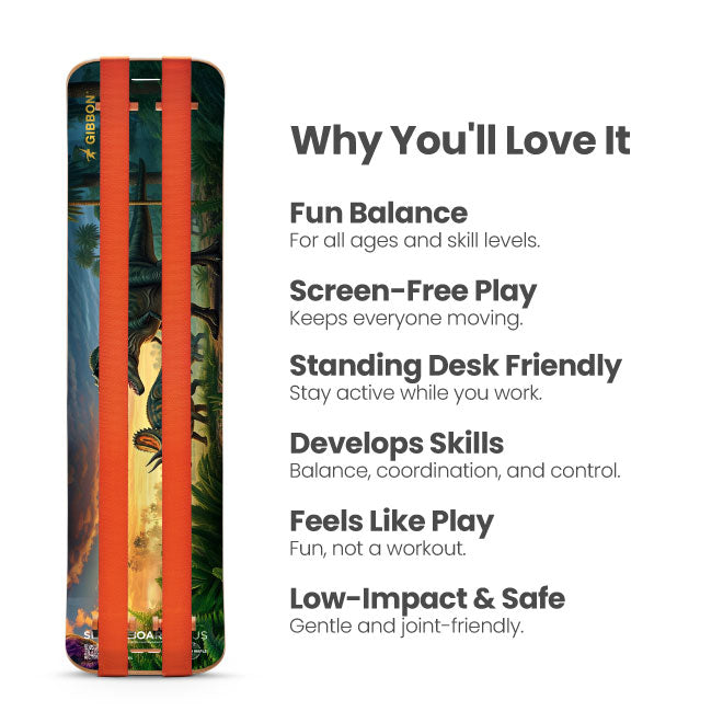 Gibbon Dino SlackBoard plus with text for why you'll love it